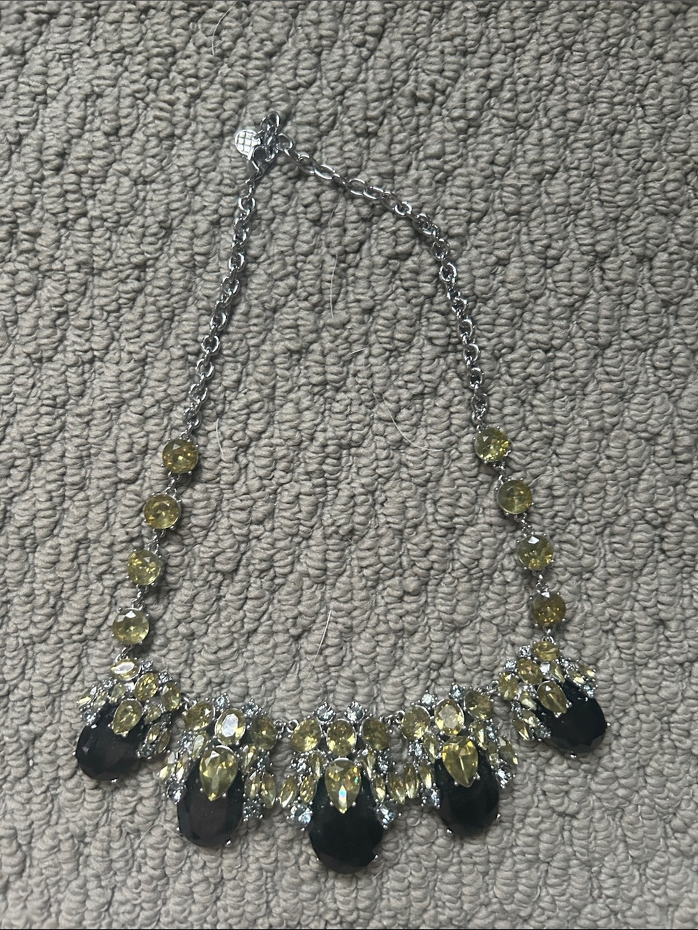Talbots Yellow and Black Crystal Bib Necklace